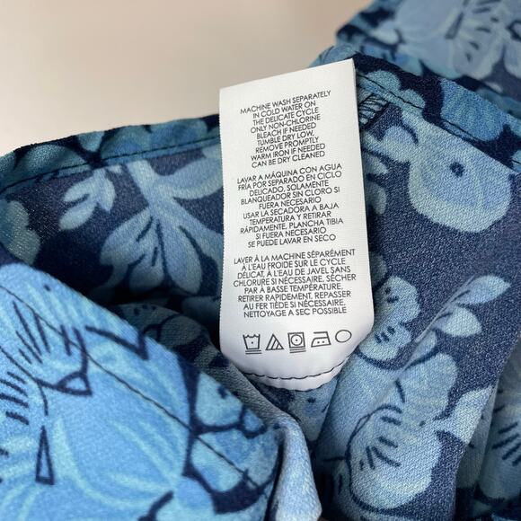 Cabi Java Blue Floral Tie Waist Cap Sleeve Button front Lightweight Dress 5265 S - Picture 16 of 16